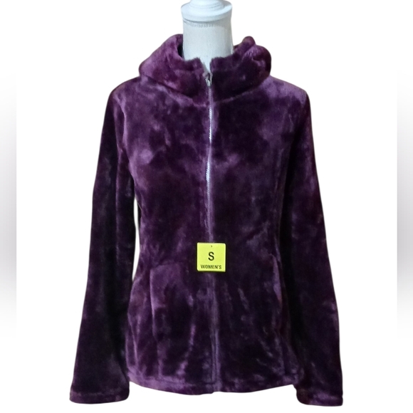 32° Heat Plush Cozy Purple Teddy Hoodie Jacket Women's Small NWT - Picture 4 of 6